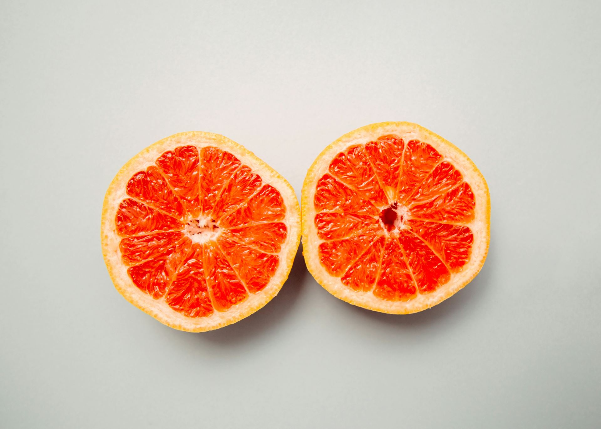 two halves of an grapefruit