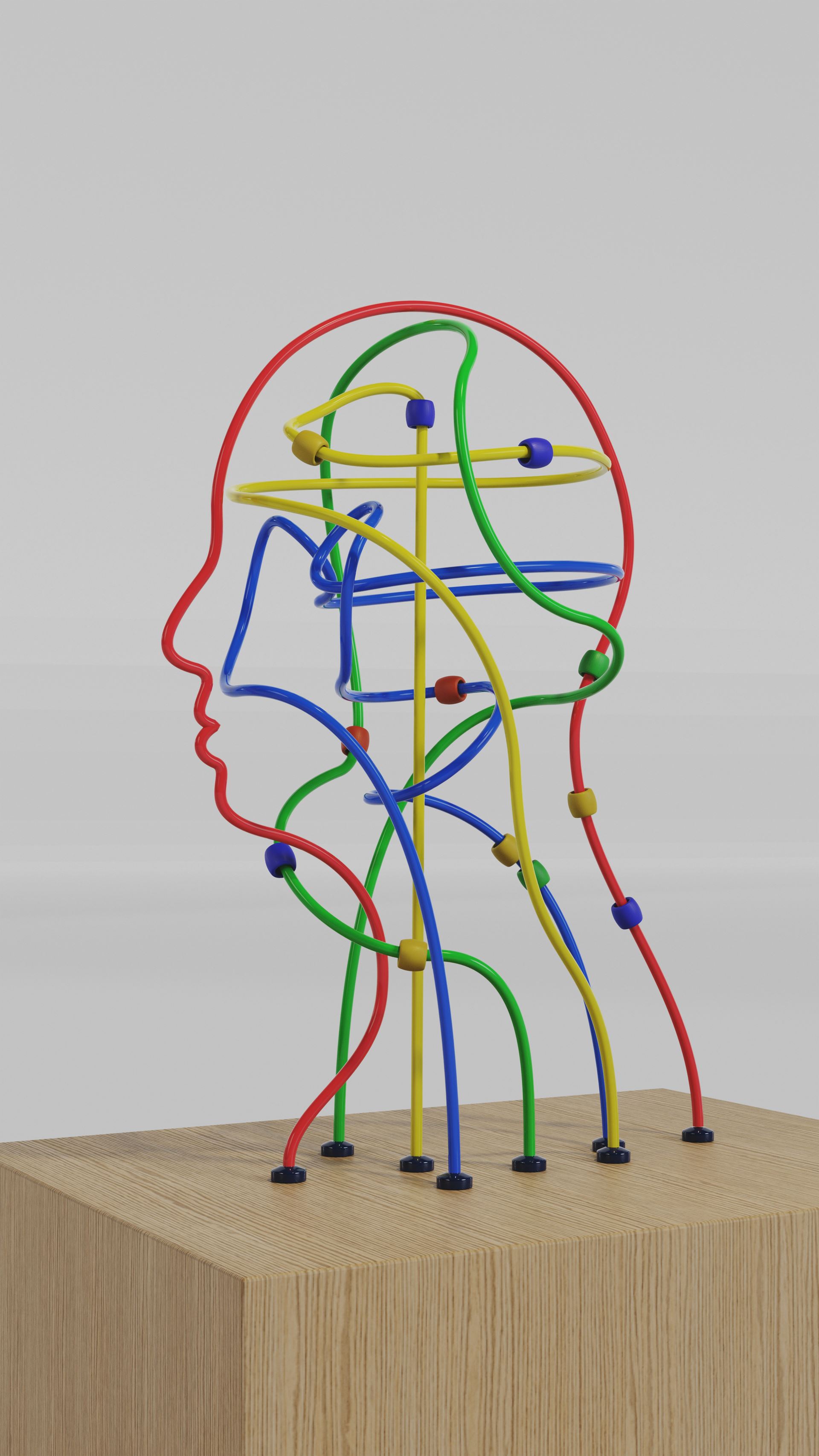 head made with colored lines